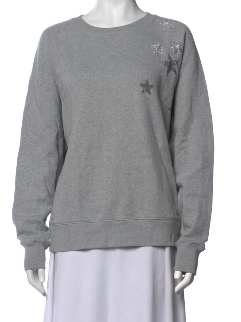 Zadig & Voltaire ‘Upper Stars Strass’ (Embellished Stars) Gray Sweatshirt, Small
